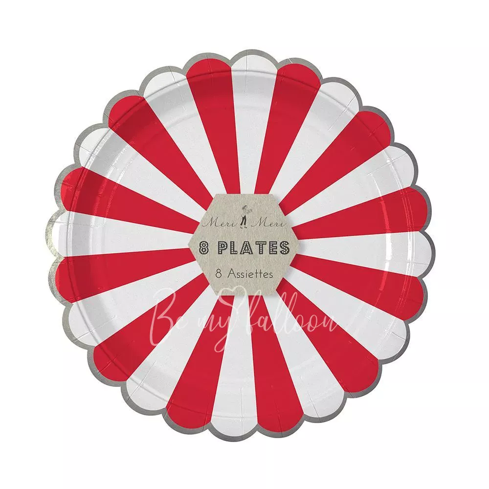 Red Fan Stripe Plates (large)