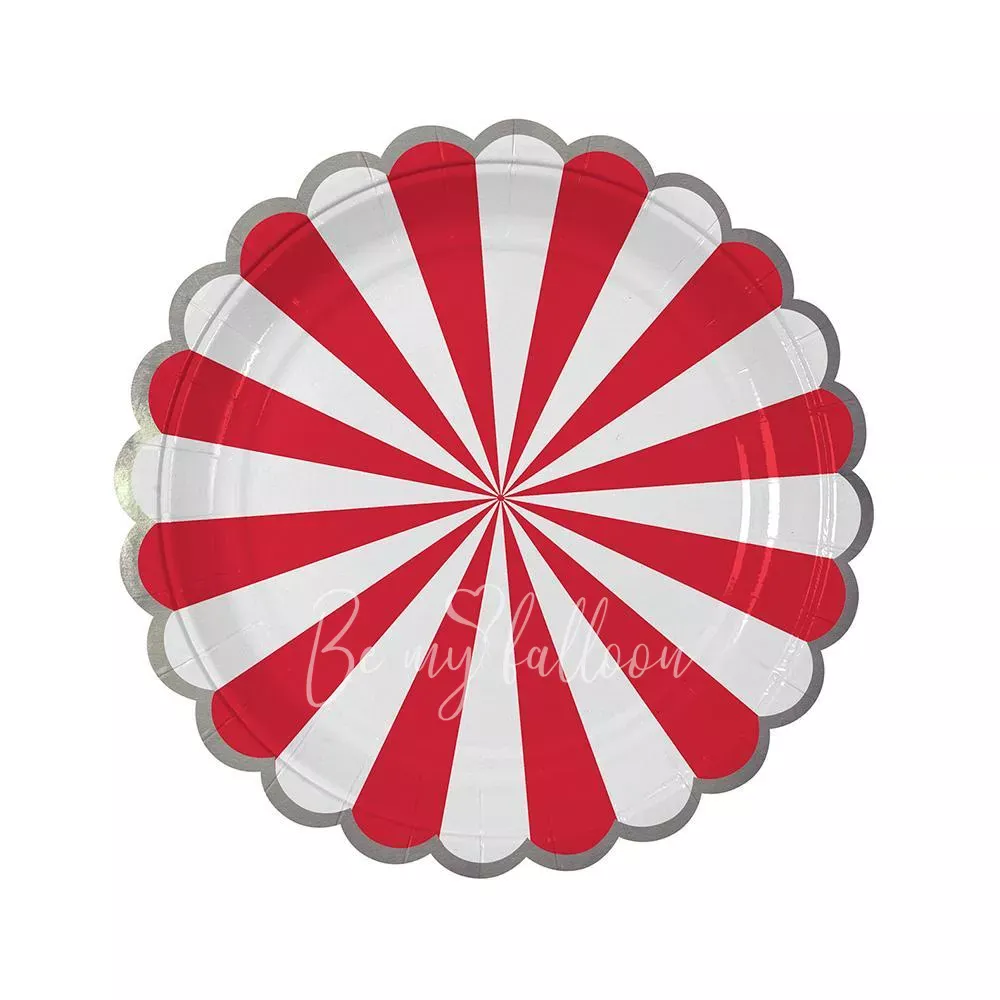Red Fan Stripe Plates (small)