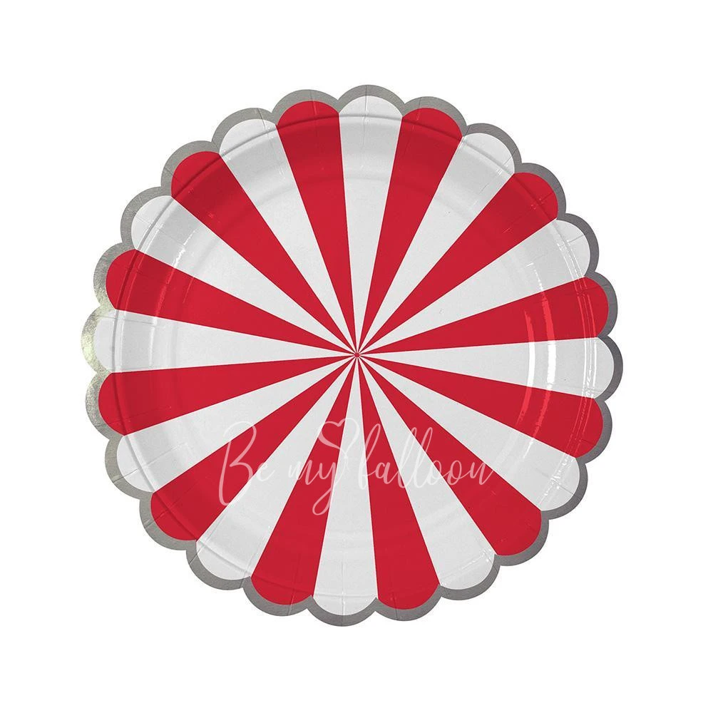 Red Fan Stripe Plates (small)