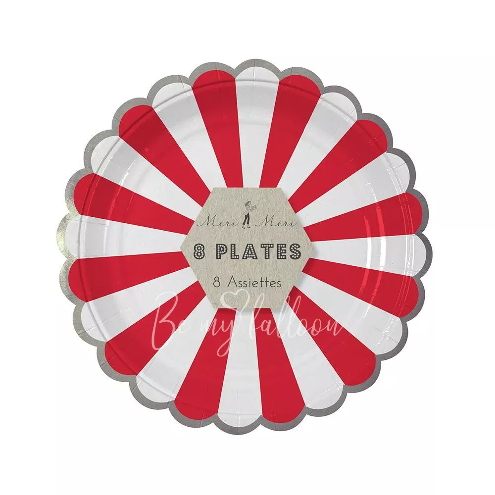 Red Fan Stripe Plates (small)