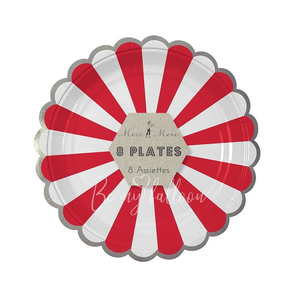 Red Fan Stripe Plates (small)