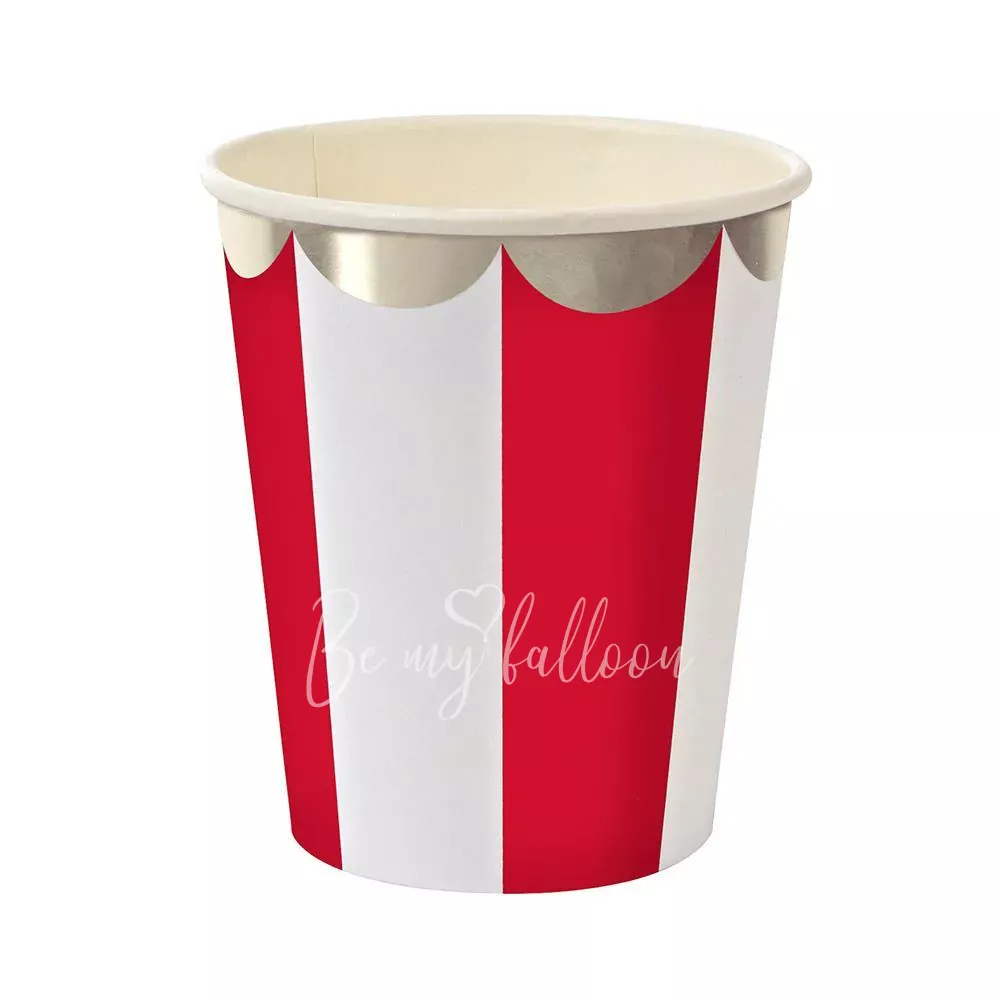 Red Fan Stripe Cups