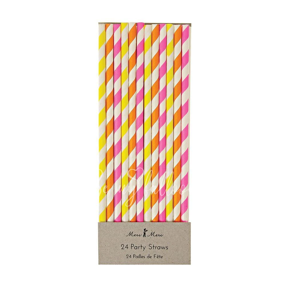 Neon Party Straws