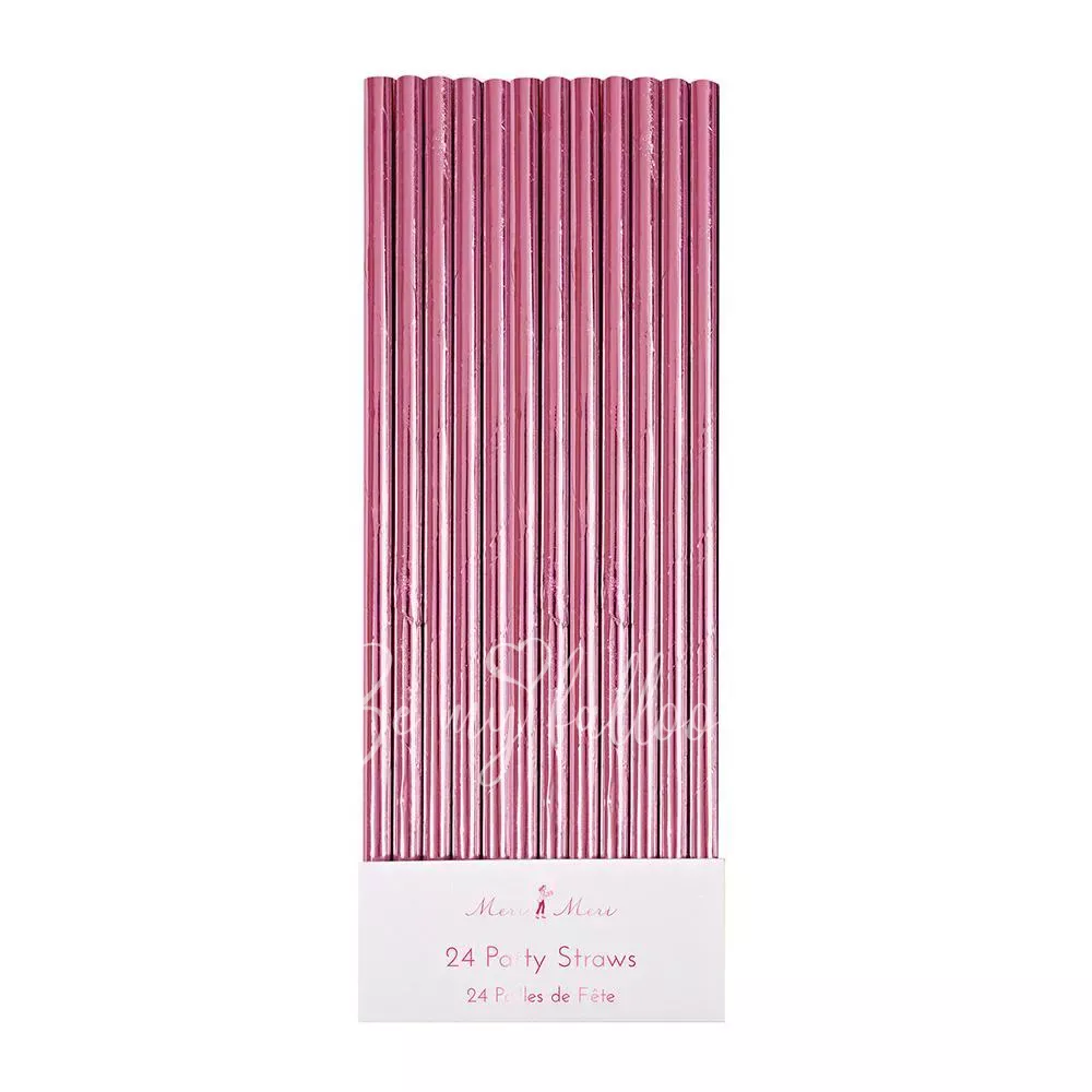 Pink Foil Party Straws