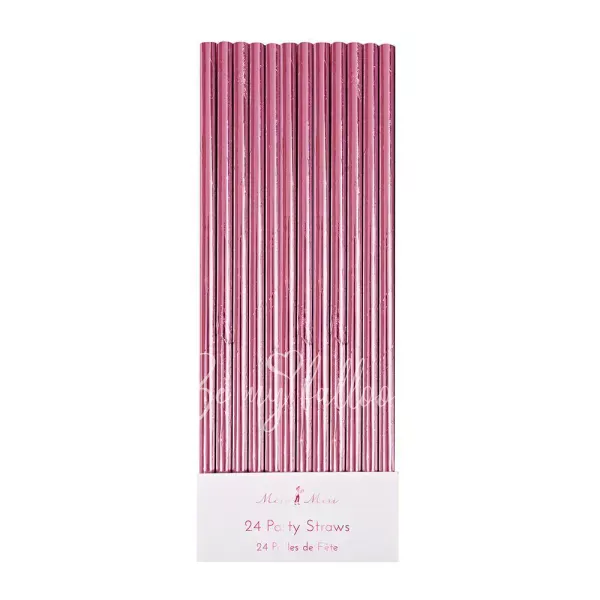 Pink Foil Party Straws