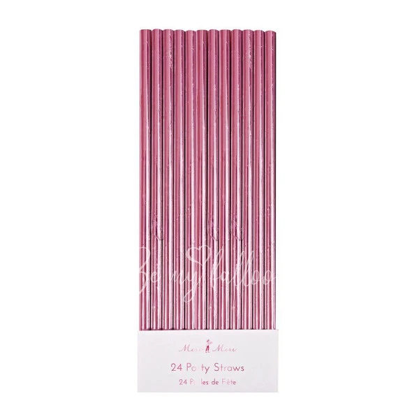 Pink Foil Party Straws