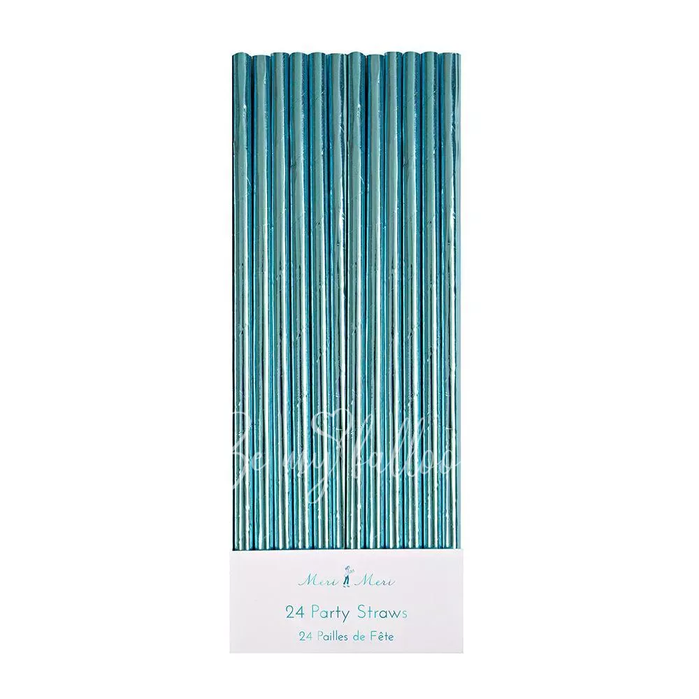 Aqua Foil Party Straws