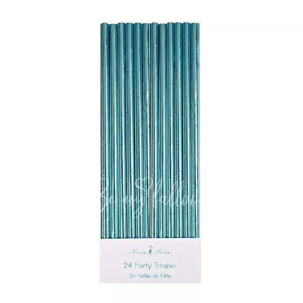 Aqua Foil Party Straws