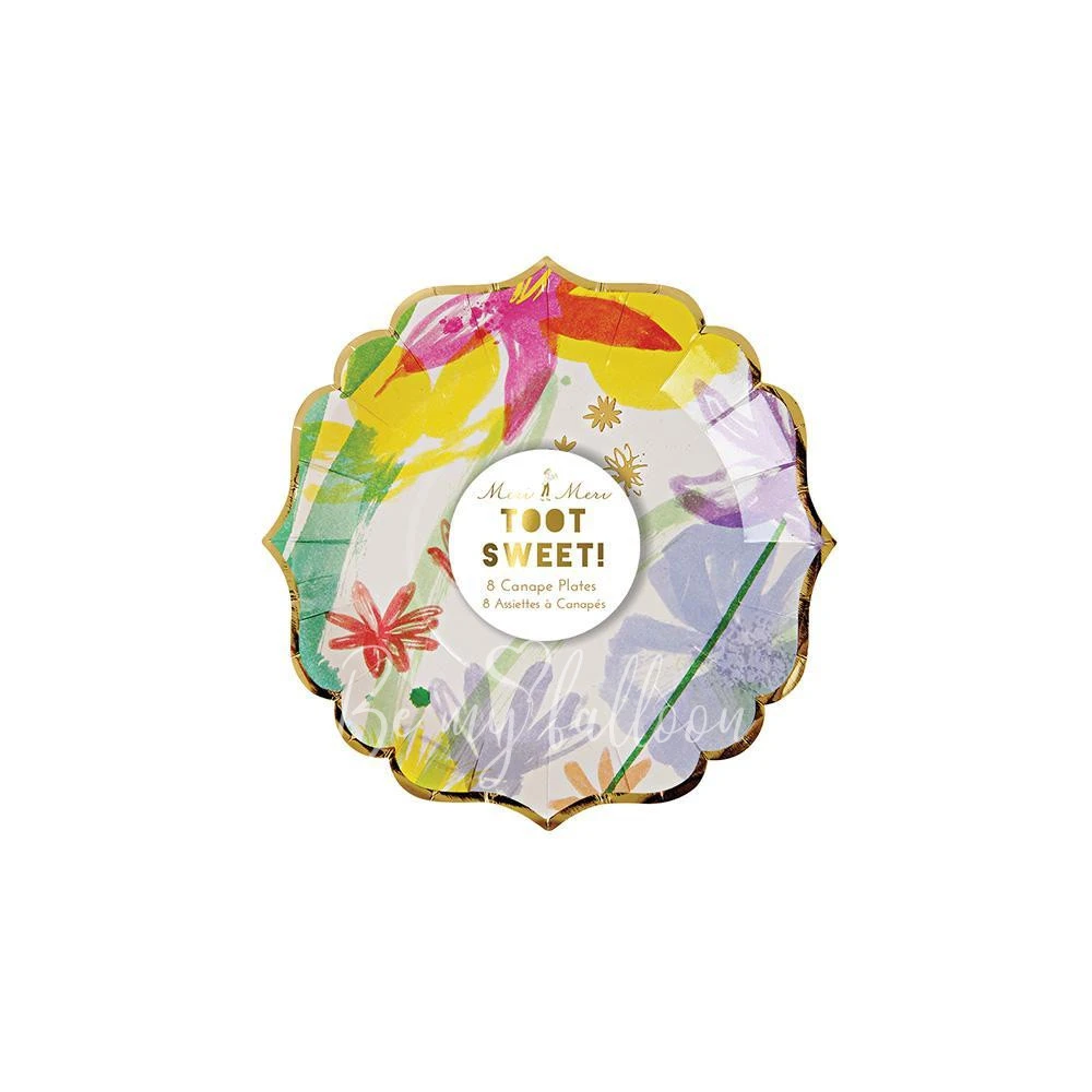 Painted Flowers Canape Plates