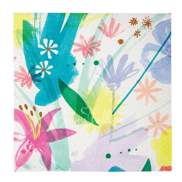 Салфетки для вечеринки Painted Flowers (большие)