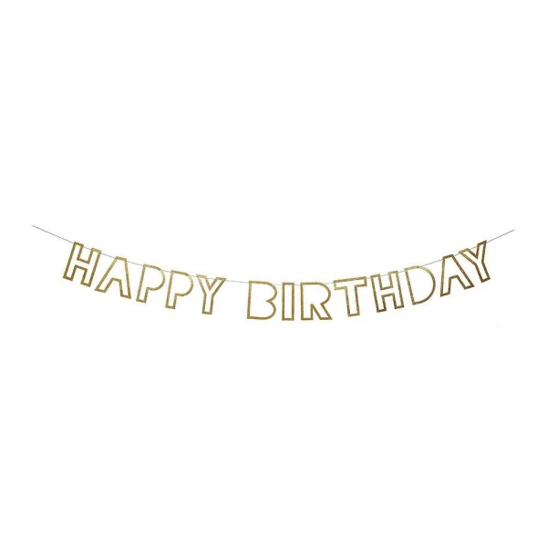 Gold Outline Happy Birthday Garland