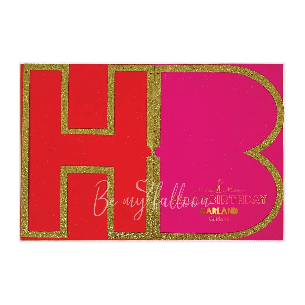 Gold Outline Happy Birthday Garland