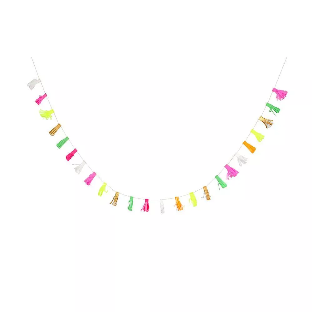 Stitched Neon Tassel Mini Garland