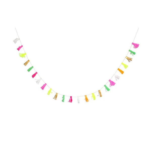 Stitched Neon Tassel Mini Garland