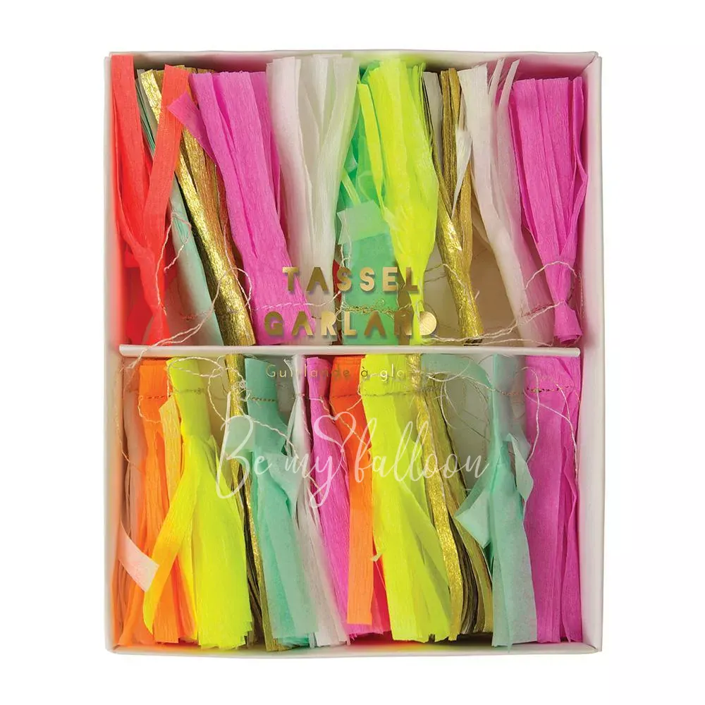 Stitched Neon Tassel Mini Garland