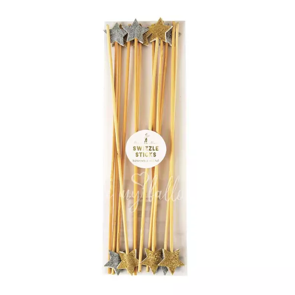 Gold & Silver Star Swizzle Sticks