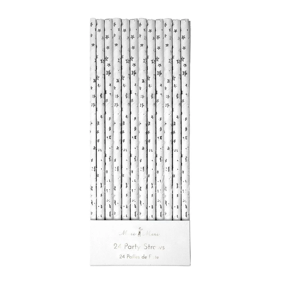 Silver Foil Star Straws