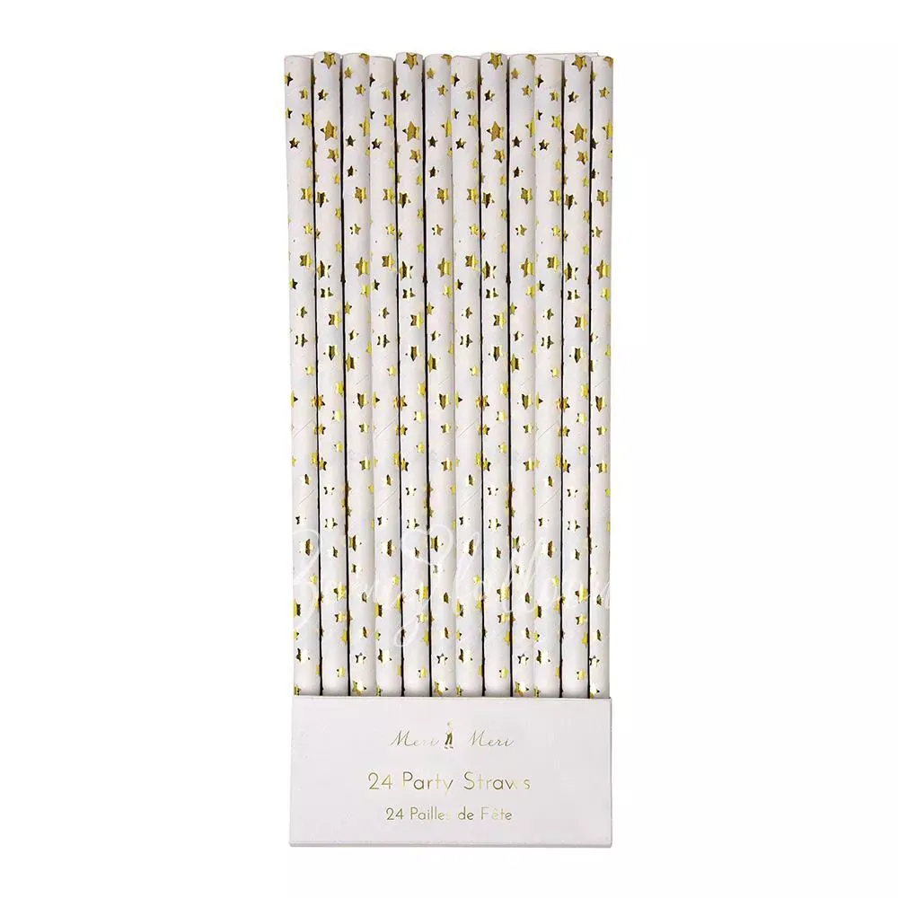 Gold Foil Star Straws