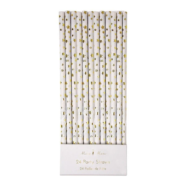 Gold Foil Star Straws