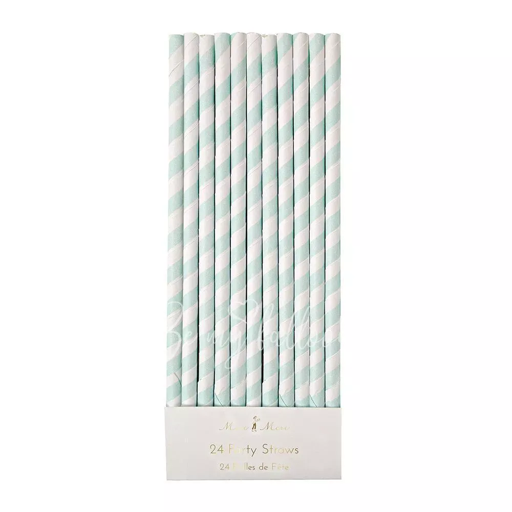 Mint Striped Straws