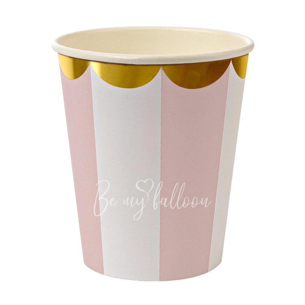 Dusty Pink Fan Stripe Cups