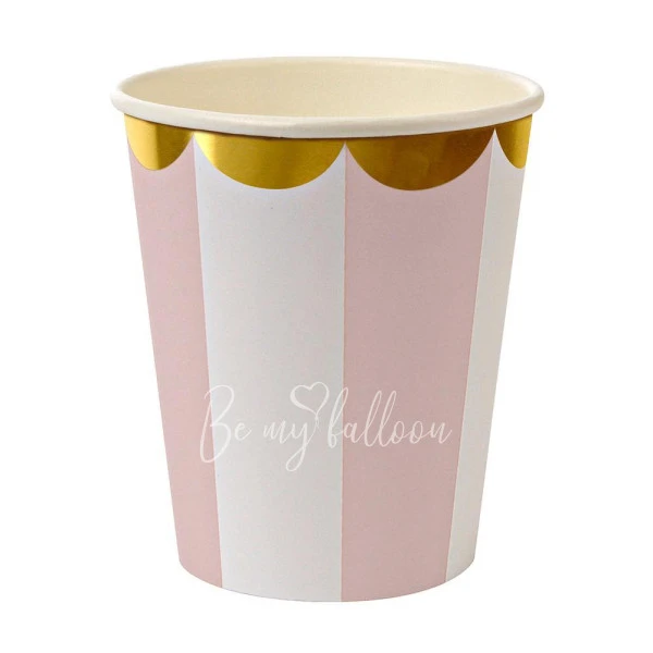 Dusty Pink Fan Stripe Cups