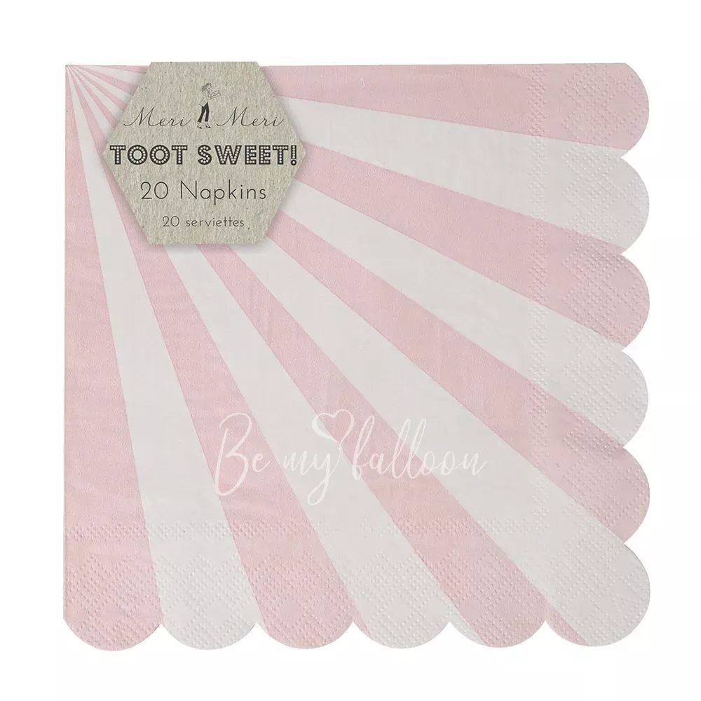 Салфетки для вечеринки Dusty Pink в полоску (большие)