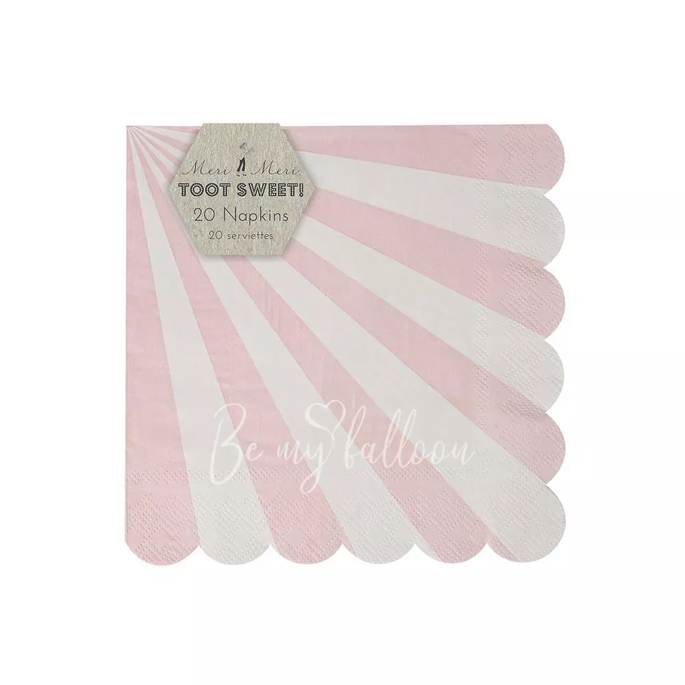 Салфетки для вечеринки Dusty Pink в полоску (маленькие)