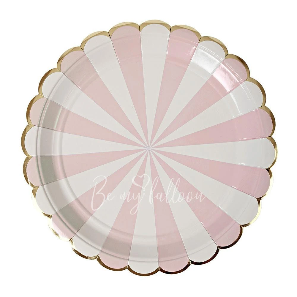 Dusty Pink Fan Stripe Plates (large)