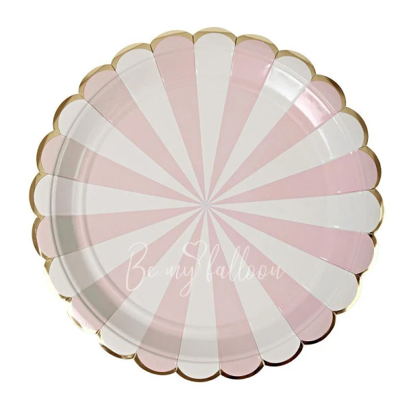 Dusty Pink Fan Stripe Plates (large)