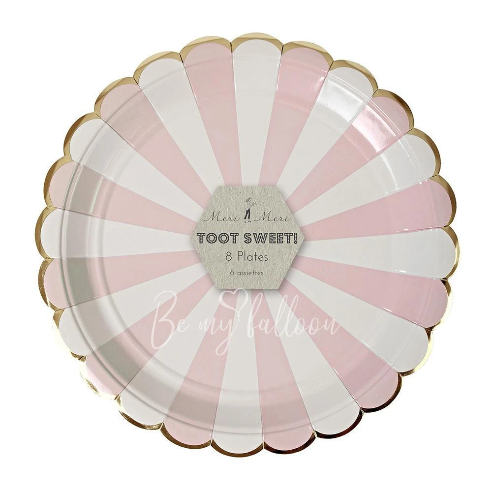 Dusty Pink Fan Stripe Plates (large)