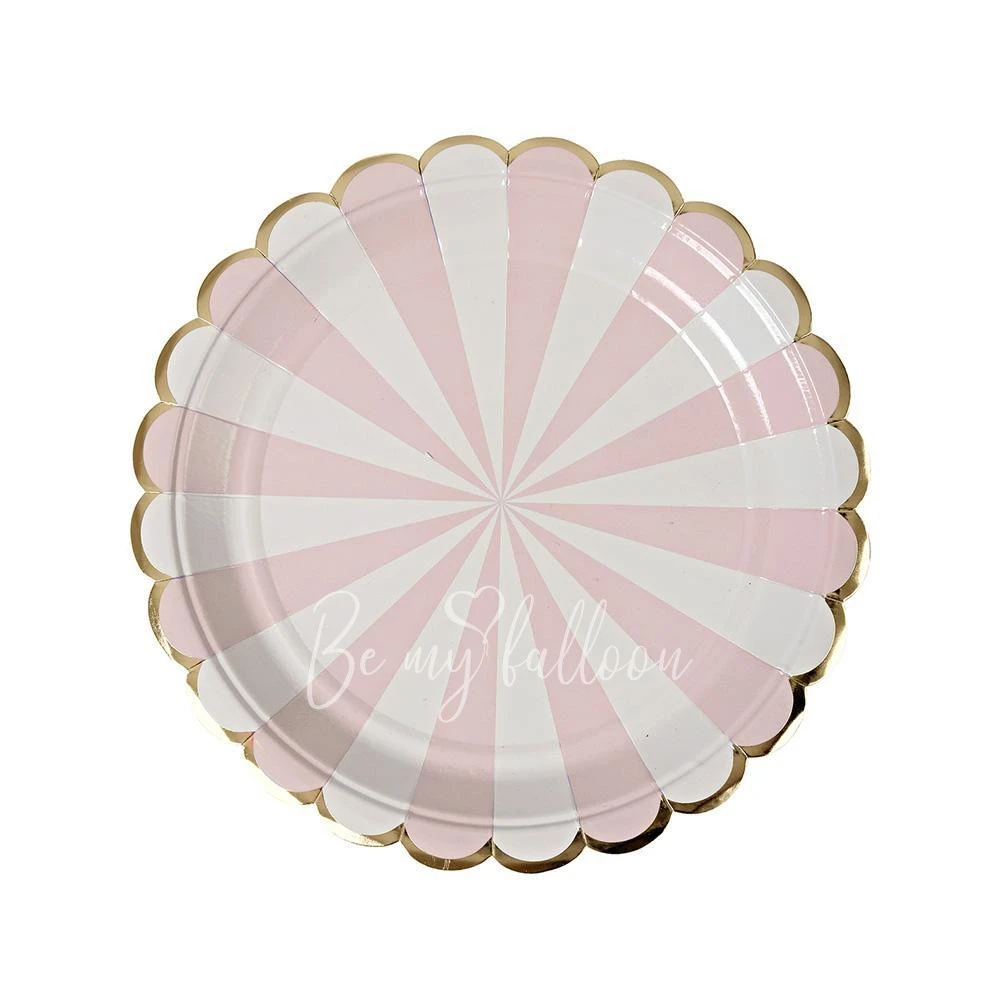 Dusty Pink Fan Stripe Plates (small)