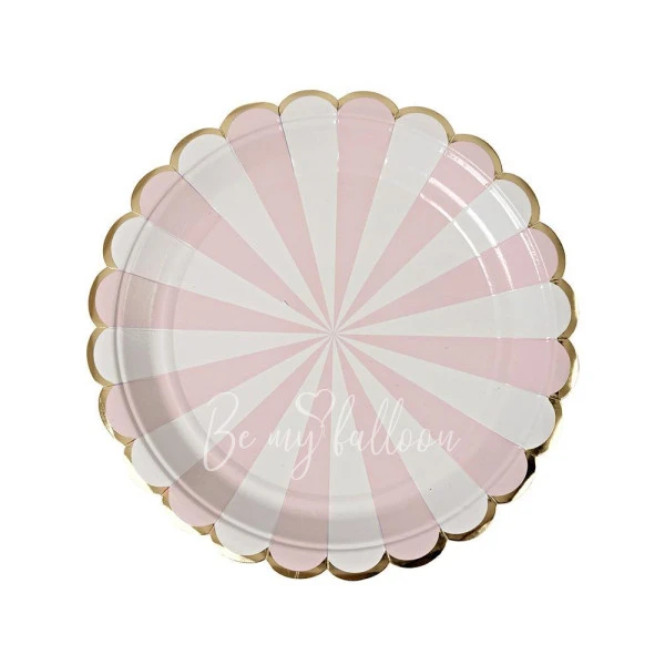 Dusty Pink Fan Stripe Plates (small)