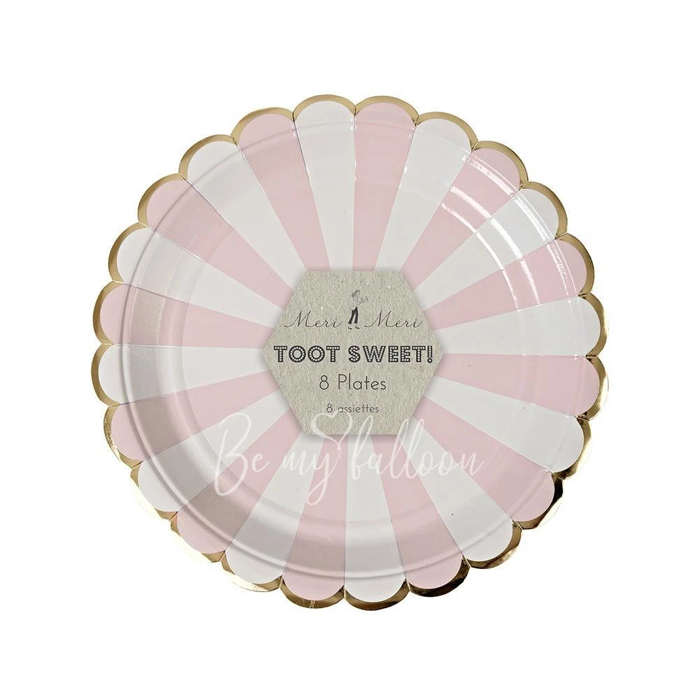Dusty Pink Fan Stripe Plates (small)