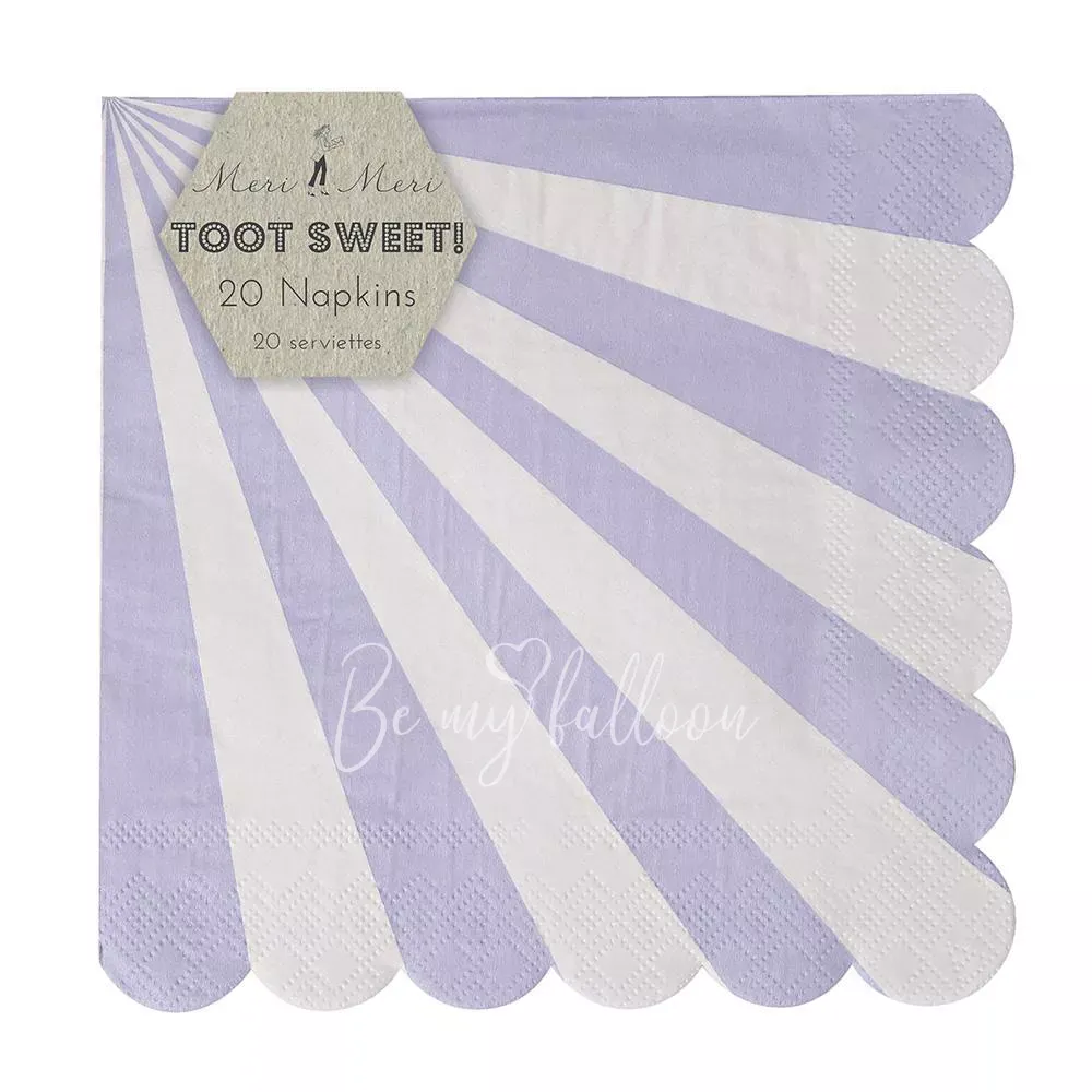 Салфетки для вечеринки Lavender Fan в полоску (большие)