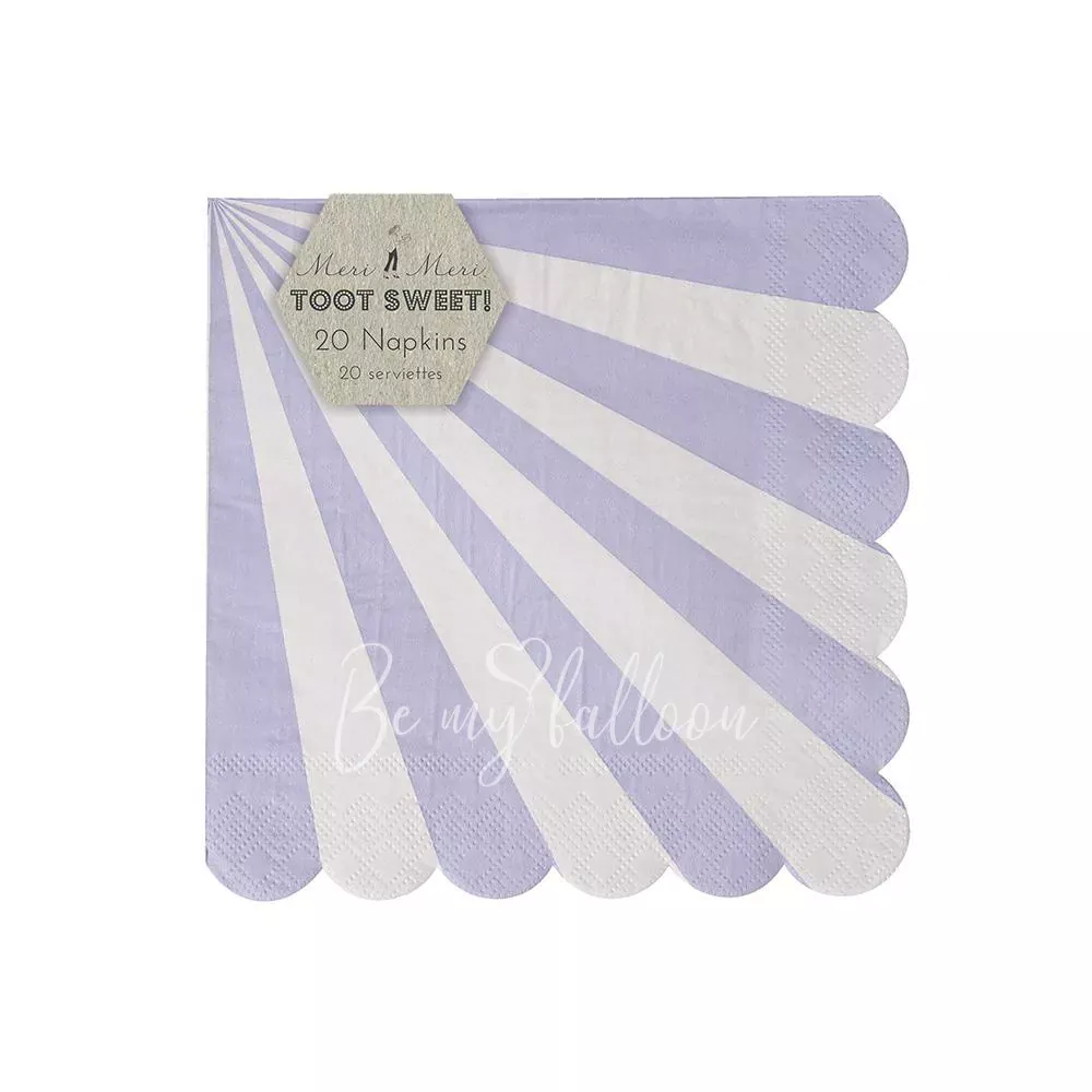 Салфетки для вечеринки Lavender Fan в полоску (маленькие)