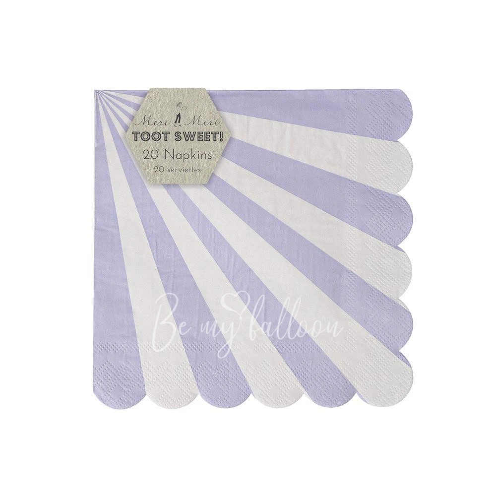 Салфетки для вечеринки Lavender Fan в полоску (маленькие)