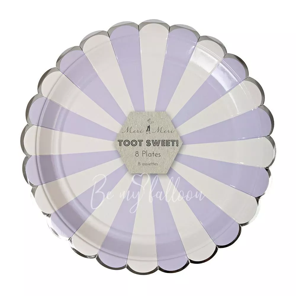 Lavender Fan Stripe Plates (large)