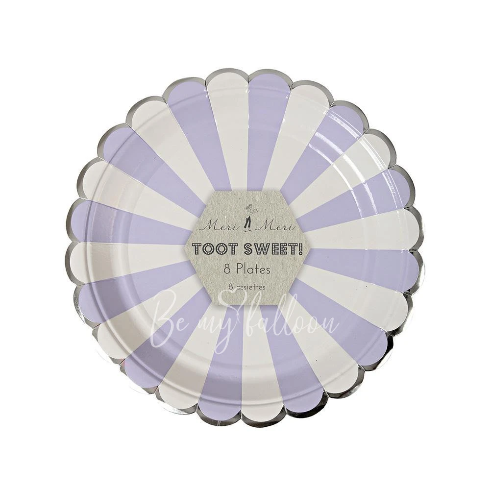 Lavender Fan Stripe Plates (small)