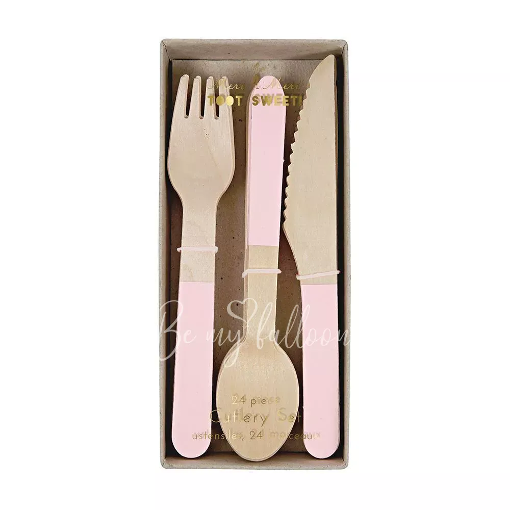 Soft Pink Wooden Cutlery Set