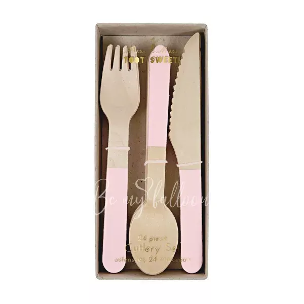 Soft Pink Wooden Cutlery Set