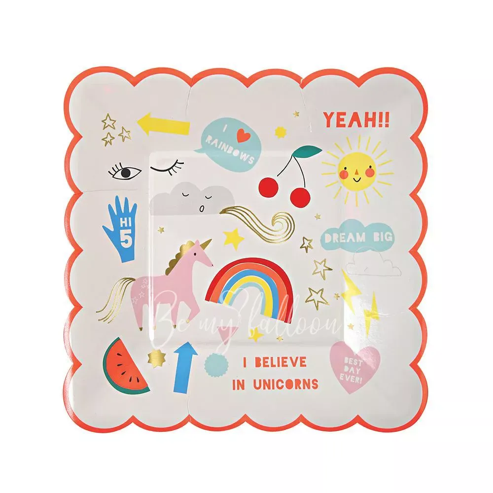 Rainbow & Unicorn Plates (small)