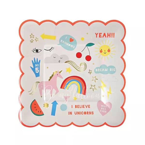 Rainbow & Unicorn Plates (small)