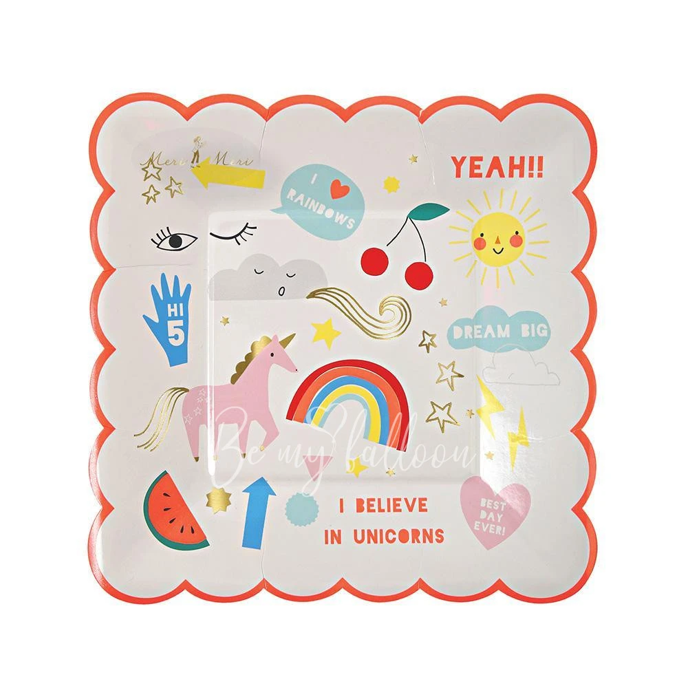 Rainbow & Unicorn Plates (small)