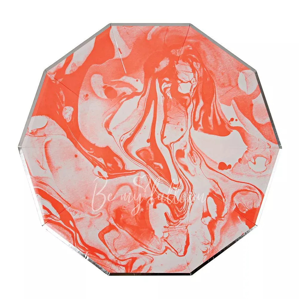 Тарелки Neon Orange Marble (большие)