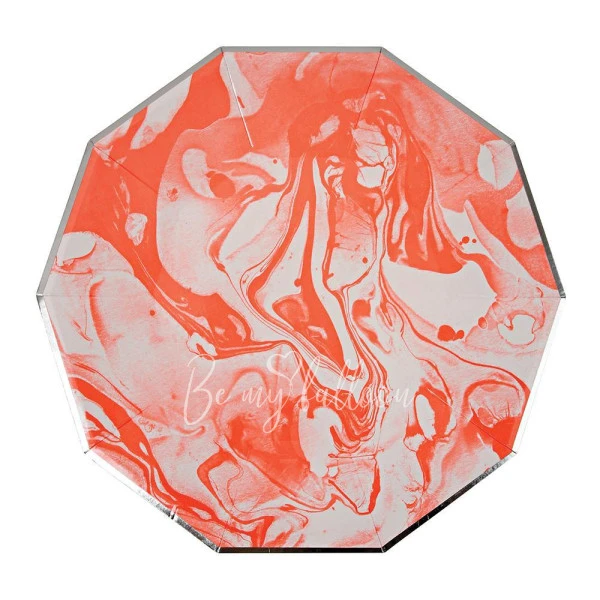 Neon Orange Marble Plates (large)