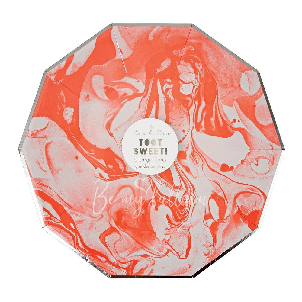 Neon Orange Marble Plates (large)