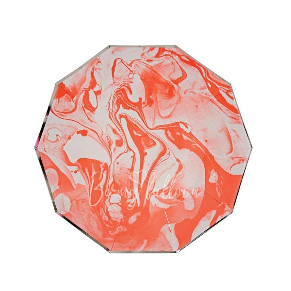 Neon Orange Marble Plates (small)