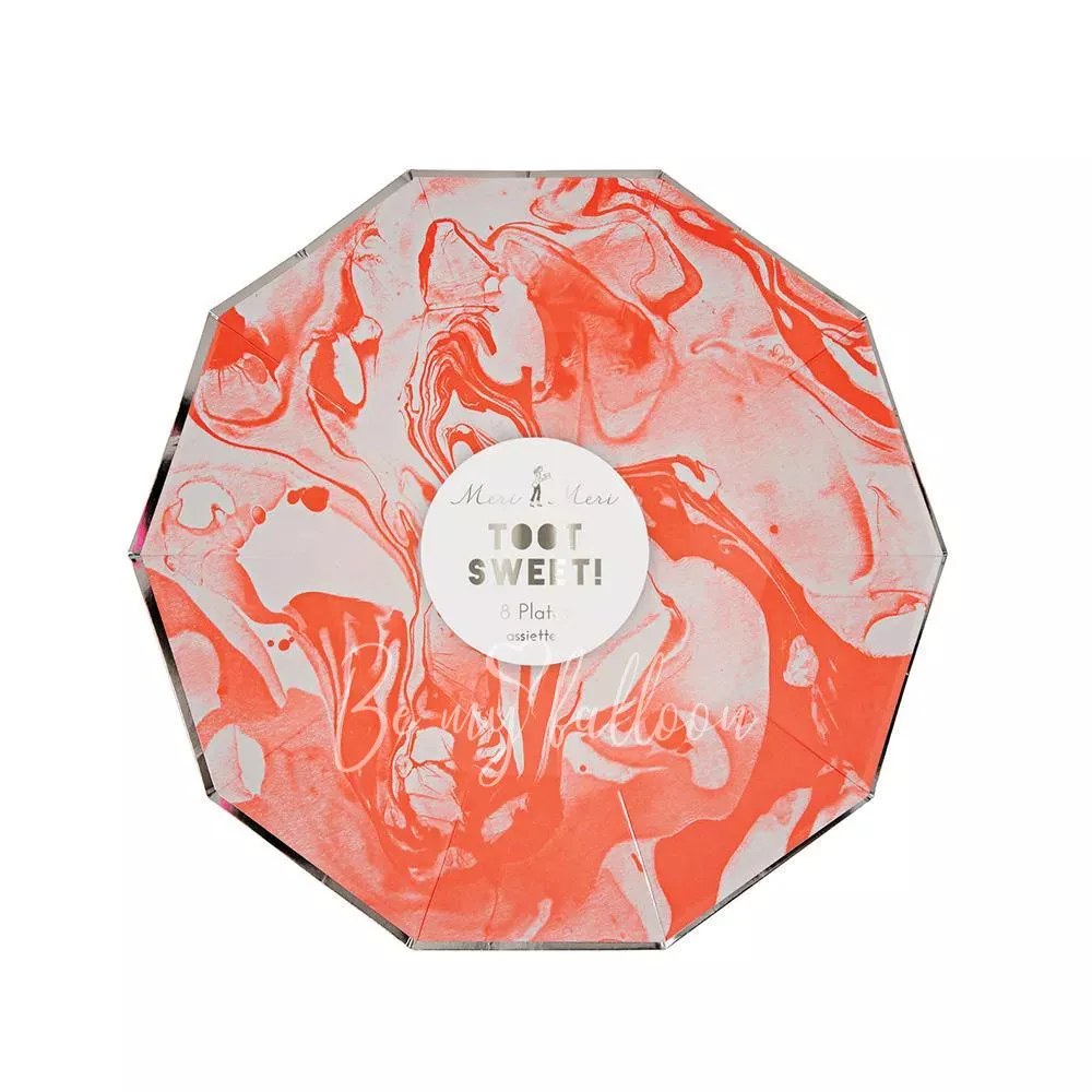 Тарелки Neon Orange Marble (маленькие)