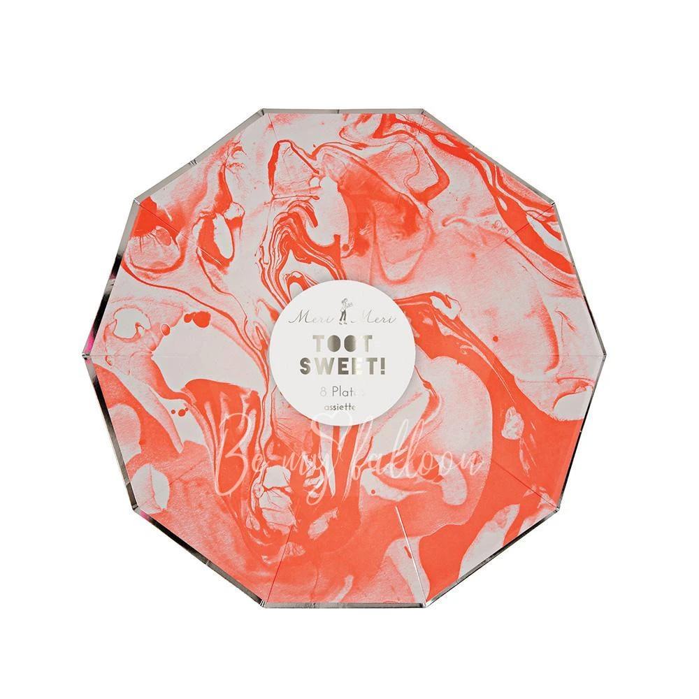Neon Orange Marble Plates (small)